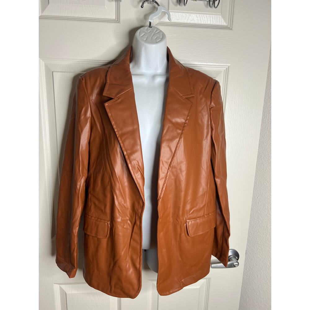 LUSH Women's Faux Leather Jacket Caramel NEW ~ Size S
